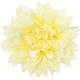 Ruaniao Silk Dahlia Artificial Flowers Bulk, 15 Pcs Fake Dahlias Flowers Heads for Craft, 3.5 Inch Large Flower Heads Faux Flowers for Wedding Party, Home Office, Hat, Wall Decoration (Champagne)