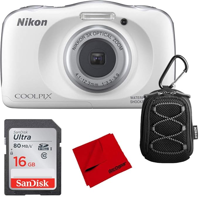 Buy Nikon COOLPIX W150 13.2MP Waterproof Point & Shoot Digital Camera (White) 16GB Bundle Online