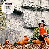 Newisland 11.8 Ft Giant Spider Web with Stretch Cobweb Set, Christmas Party Decorations