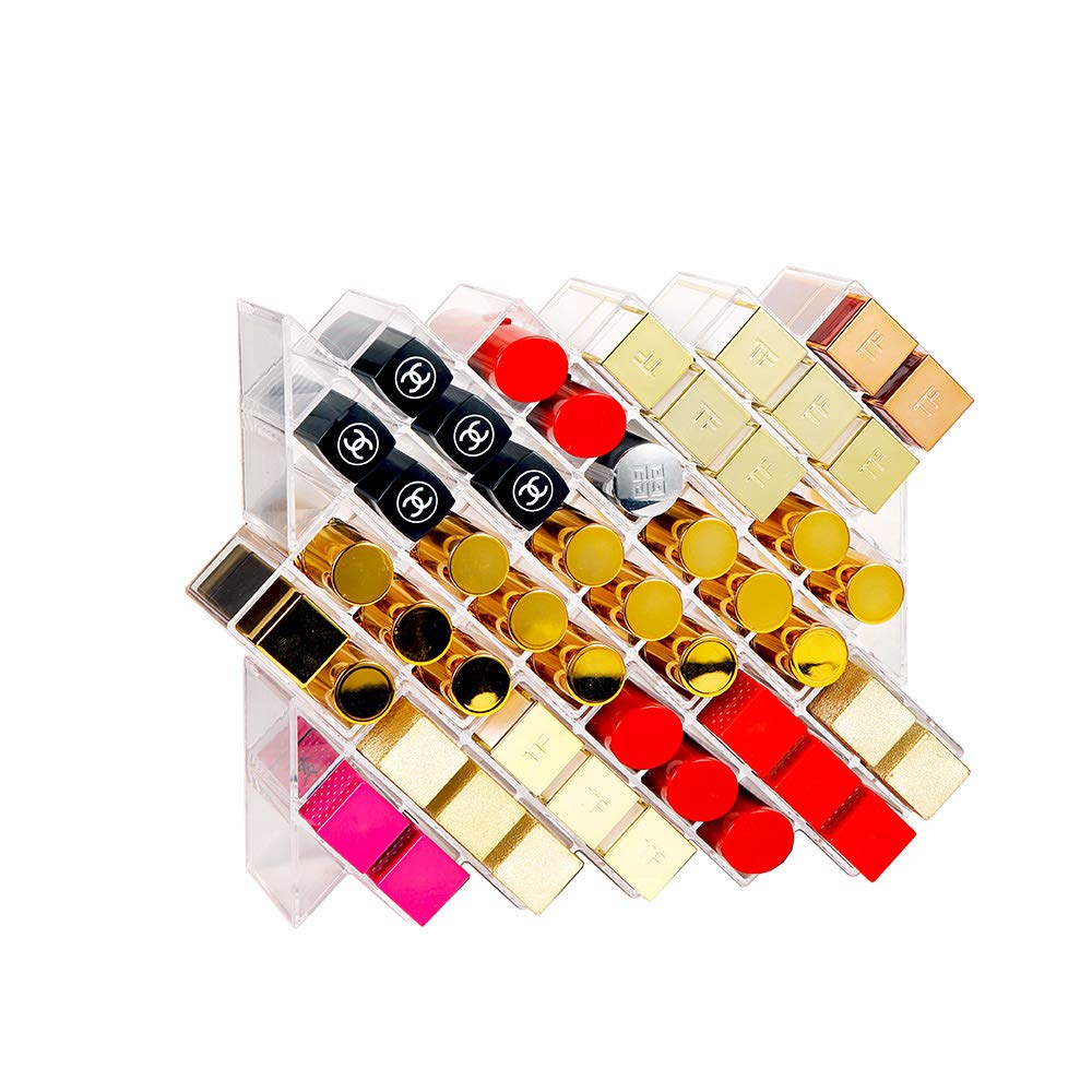 Clear Acrylic Fish Shape Lipstick Organizer Tower, Lip Gloss Storage Holder Stand for 16 Lip Sticks, Perfect for Makeup Cosmetic Vanity and Dresser Display (3 Pack)