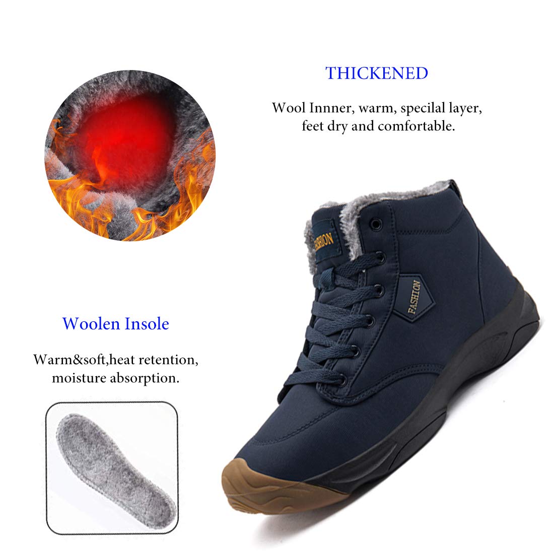 GOUPSKY Snow Boots for Men Lightweight Lace up Winter Shoes Outdoor Fur Lined Booties