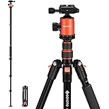 GEEKOTO 77'' Tripod, Camera Tripod for DSLR, Compact Aluminum Tripod with 360 Degree Ball Head and 8kgs Load for Travel and W