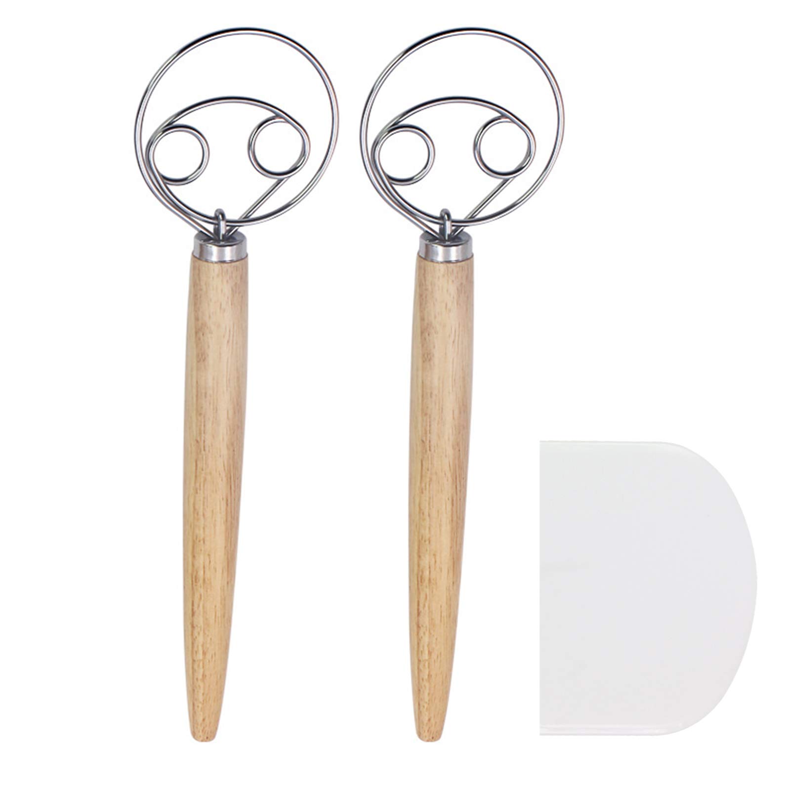 Danish Dough Whisk Sets,Wooden Handle Mixer Bread