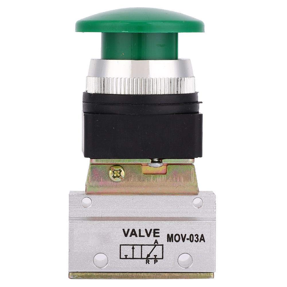 Pneumatic Mechanical Valve, Aluminum alloy2 Position 3 Way G1/8 Pneumatic Mechanical Valve Push Button Switch MOV-03A for Mechanical Equipment, Textile Equipment