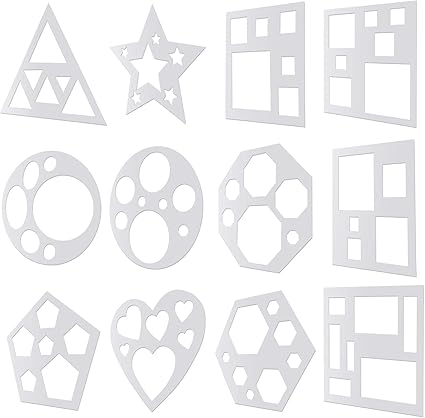 Amazon Com 12 Pieces Chalk Stencils Set Sidewalk Plastic Stencils Drawing Stencil Template Geometry Shape Stencils For Arts And Crafts