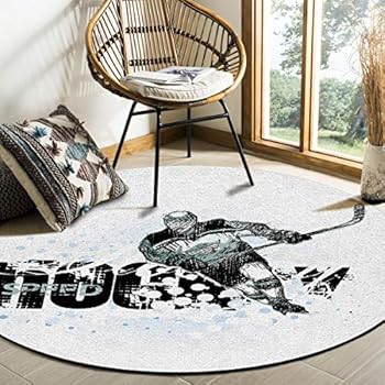 Libaoge Contemporary Collection Round Area Rugs 3 ft Diameter Roundle Mat, Ice Hockey Soft Living Room Bedroom Unique Carpet Woman Yoga Mat Home Decor