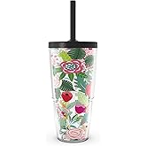 Tervis Brilliant Bliss Collection Made in USA Double Walled Insulated Tumbler Travel Cup Keeps Drinks Cold & Hot, 24oz with Straw Lid, Classic