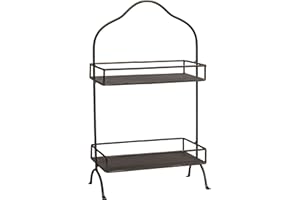Creative Co-Op Decorative Metal 2 Tier Tray with Handle