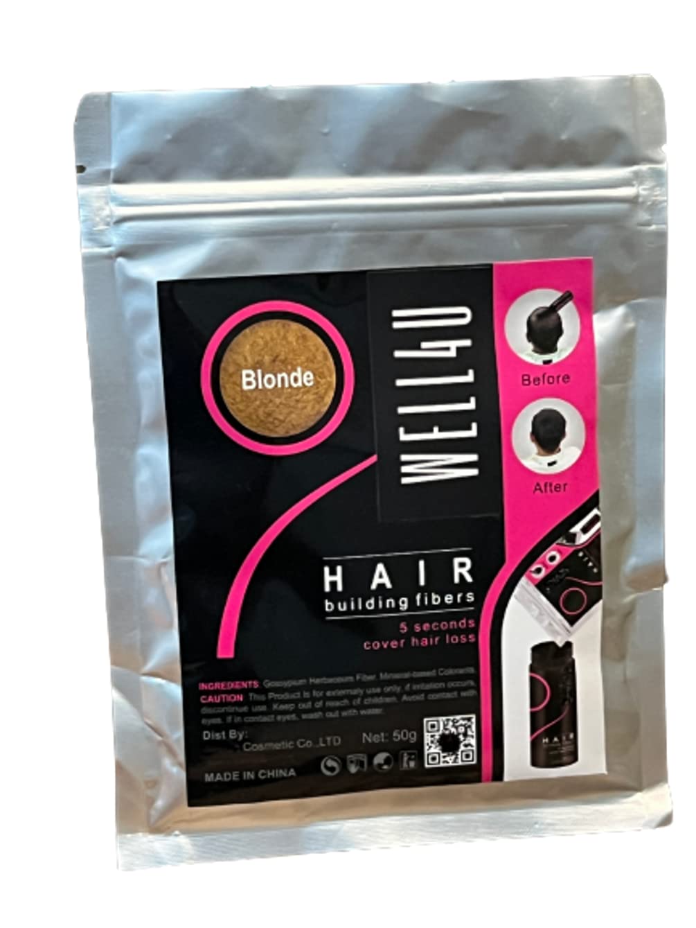 WELL4U Micro hair fibres, hair filler, hair filler, hair scattered hair, hair powder, hair thickening, hair from the tin, etc. (50 g, blonde)