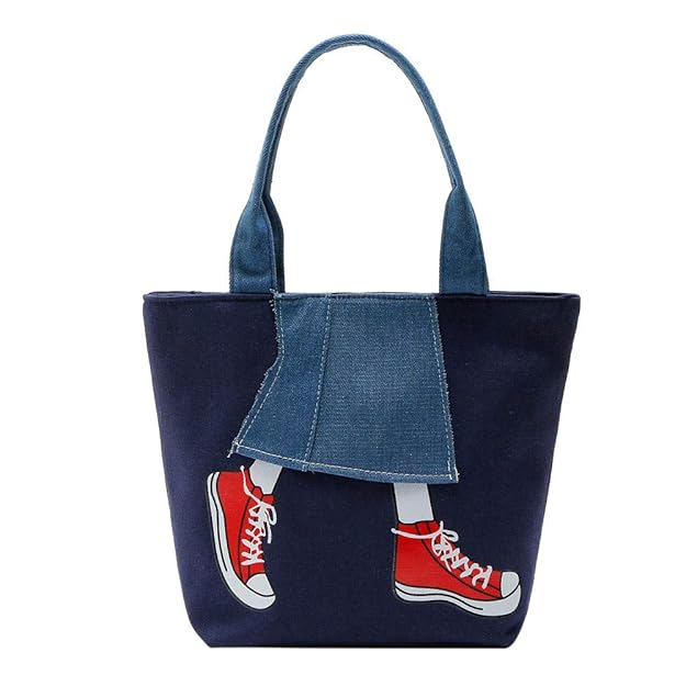 LMRYJQ Neue Trend Handtasche Damen Geldbörse Reißverschluss Patchwork Cowboy Canvas Umhängetasche Umhängetasche