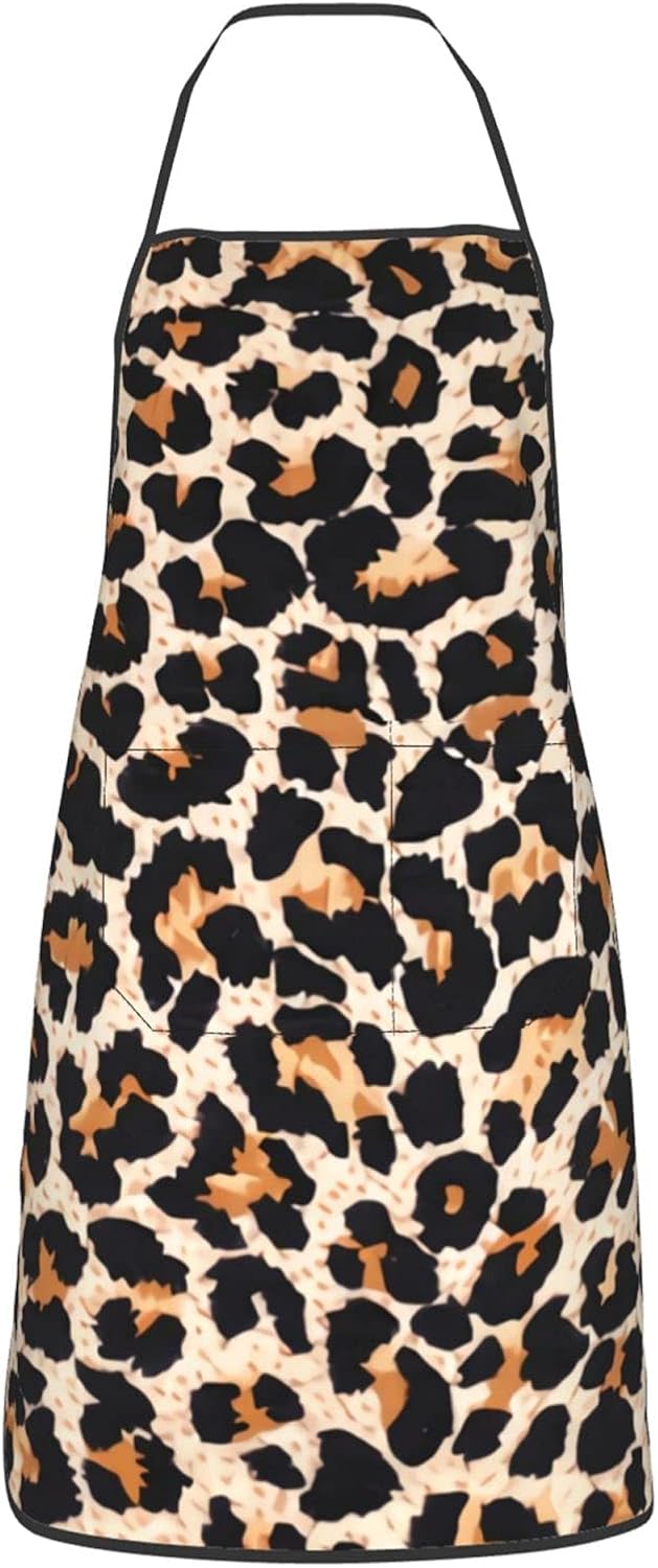 Leopard Print 5 Aprons for Women men Apronner Bib Soft