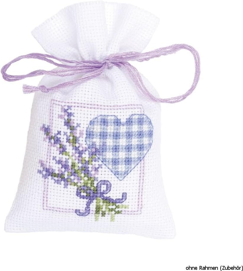 Vervaco PP Bag Lavender Heart Counted Cross Stitch Kit, Multi-Colour