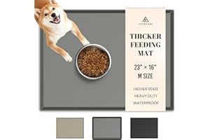 AVERYDAY 23x16'' Silicone Dog Mat for Food and Water, 0.63'' Edge Dog Food Bowl Mats for Floor Waterproof, Dogs Water Mat for Sloppy Drinker, Non Slip Rubber Pet Feeding Mats for Indoor Dogs and Cats