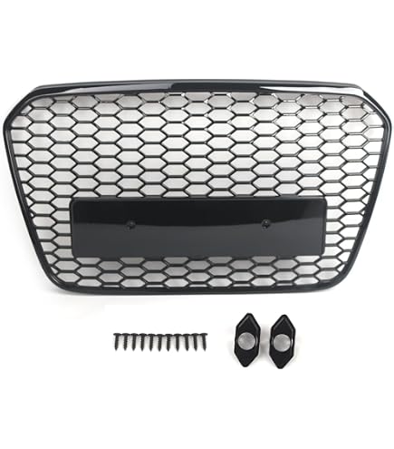 Gloss Black Honey-comb Front Bumper Fog Grille Light Lamp Cover For Audi A6 Rs6