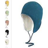 LLmoway Mens Womens Warm Fleece Beanie Soft Winter Hat with Ear Flaps Windproof Ski Snow Cycling Skull Cap Helmet Liner