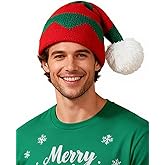 LINOCOUTON Mens Womens Christmas Hat Santa Striped Knitted Beanies for Adults