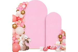 Fuloon Wedding Arch Cover - 6.6 FT & 5 FT Elastic Party Backdrop Stand Covers for Wedding, Birthday, Party, Baby Shower, Banquet Decoration - Pink (Only Covers)