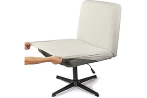Liykimt Armless Criss Cross Office Desk Chair Cover Slipcover Accent Wide Seat Cover Swivel Task Vanity Slipper Mid Back Chair Computer Protector Stretchable Removable Without Arms(Beige)