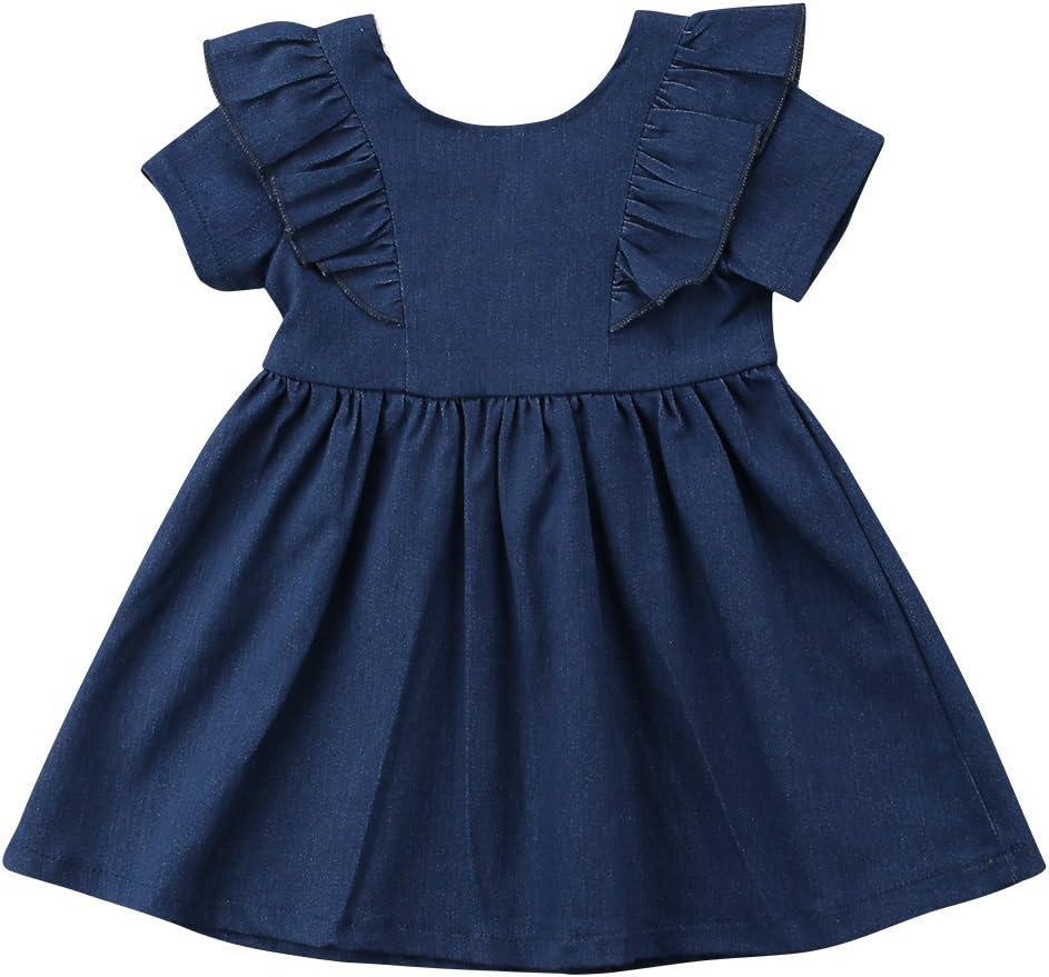 Little Kids Baby Girls Dress Skirt Casual Party Princess Dress Jeans 6-24 Monthes 3-4 Years