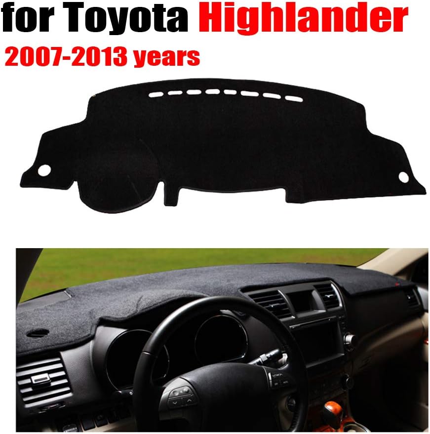 Qnice Car Dashboard Cover for Toyota Highlander 2007-2013 Left Hand Drive Dash Mat Covers Auto Dashboard Protector Accessories