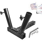 LOCKIETTA Dual Hitch Mount Flagpole Holder, Heavy Duty Double Flag Poles Holder Univesal for Standard 2 inch Hitch, Compatible with Jeep Truck SUV RV Pickup Camper Trailer with Anti-Wobble Screw