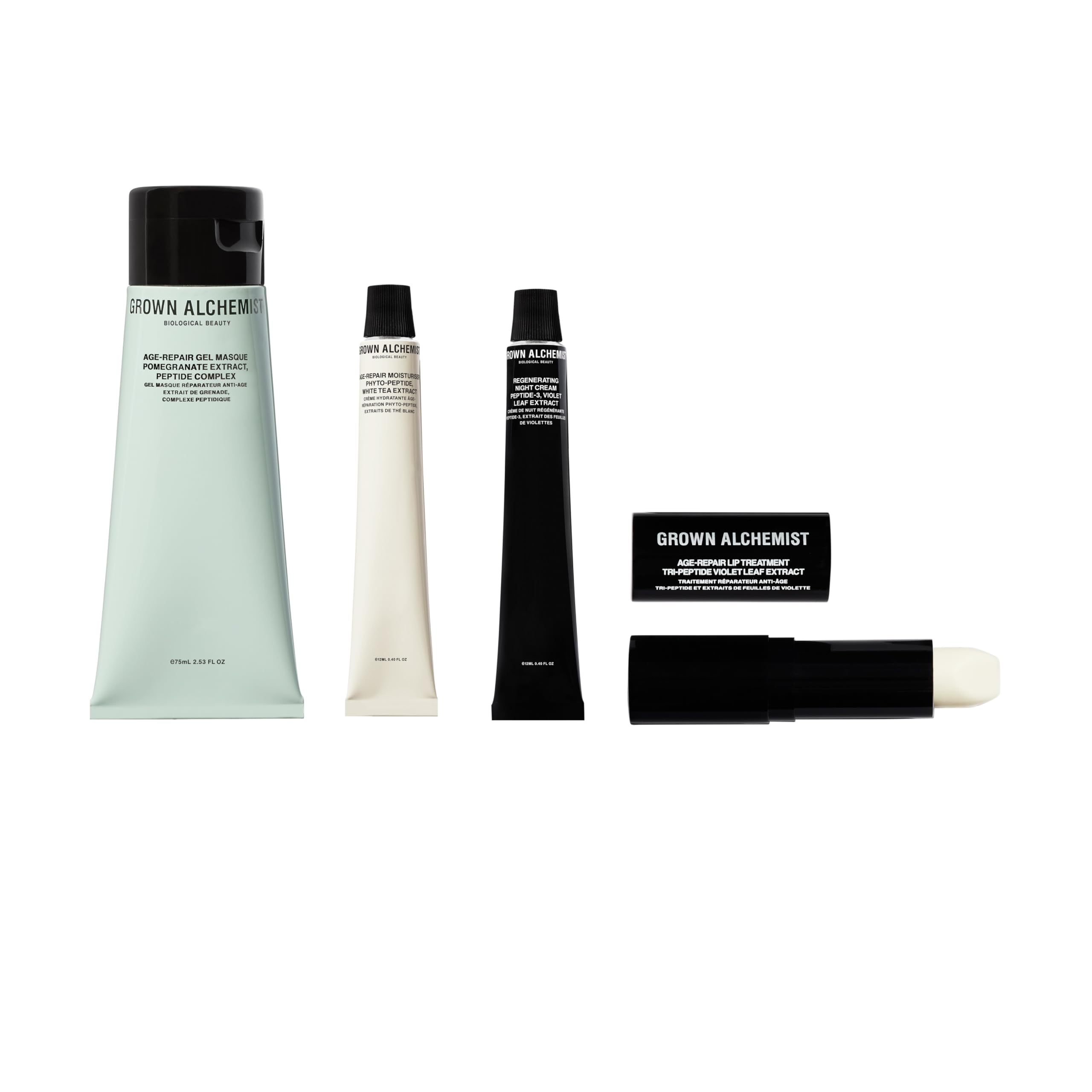 Grown Alchemist Age-Repair Skincare Kit - Skincare Set Gift Exclusive - Regenerating Vitamin C Night Cream 12 ml, Age-Repair Gel Face Mask, Anti Aging Face Moisturiser 12 ml, Lip Care Treatment 12 ml