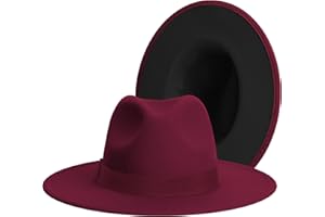 JINGSHA Wide Brim Fedora Hats for Women & Men Classic Dress Panama Hat Adjustable Felt Hat with Band