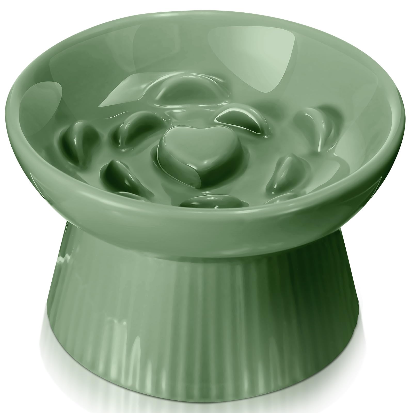 Photo 1 of Tioncy Raised Slow Feeder Cat Bowl Ceramic Elevated Cat Small Dogs Bowls Anti Vomit Dry Wet Food and Water Easy to Clean Pet High Edge for Kitten Home, Dishwasher Safe(Sage Green)