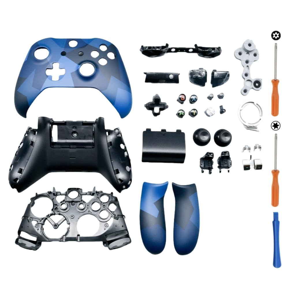 Hzxkqmil Replacement Housing Shell Full Set for Xbox One Controller - Blue Camo Special Edition, DIY Faceplate Case Cover Buttons Accessories for Xbox One S/X Controller (Model 1708)