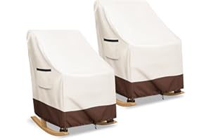 Exokugo Rocking Chair Cover 2 Pack 600D Heavy Duty Waterproof - Patio Furniture Covers for Outdoor Rocking Chairs - All Weather Protection 27x34x45 Inches Beige