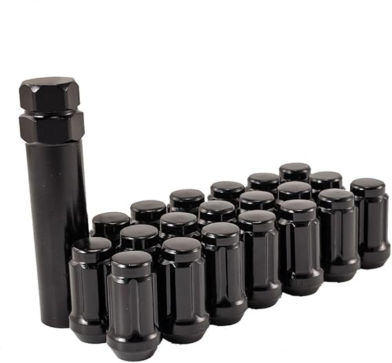 Hex Autoparts 20pcs 12x1.25 Black Wheel Lug Nuts+1 Lock Key