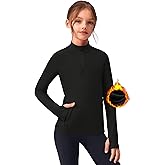 Zaclotre Girls Fleece Long Sleeve Shirts Half Zip Pullover Sweatshirt with Pockets Kids Athletic Winter Jacket