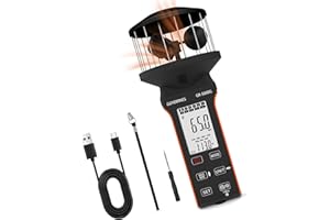 GOYERRNES Air Flow & Wind Speed Meter, Handheld Cup Anemometer with Waterproof Touch Button, CFM Meter Gauge Air Velocity Measuring Device for HVAC Outdoor [Rechargeable]