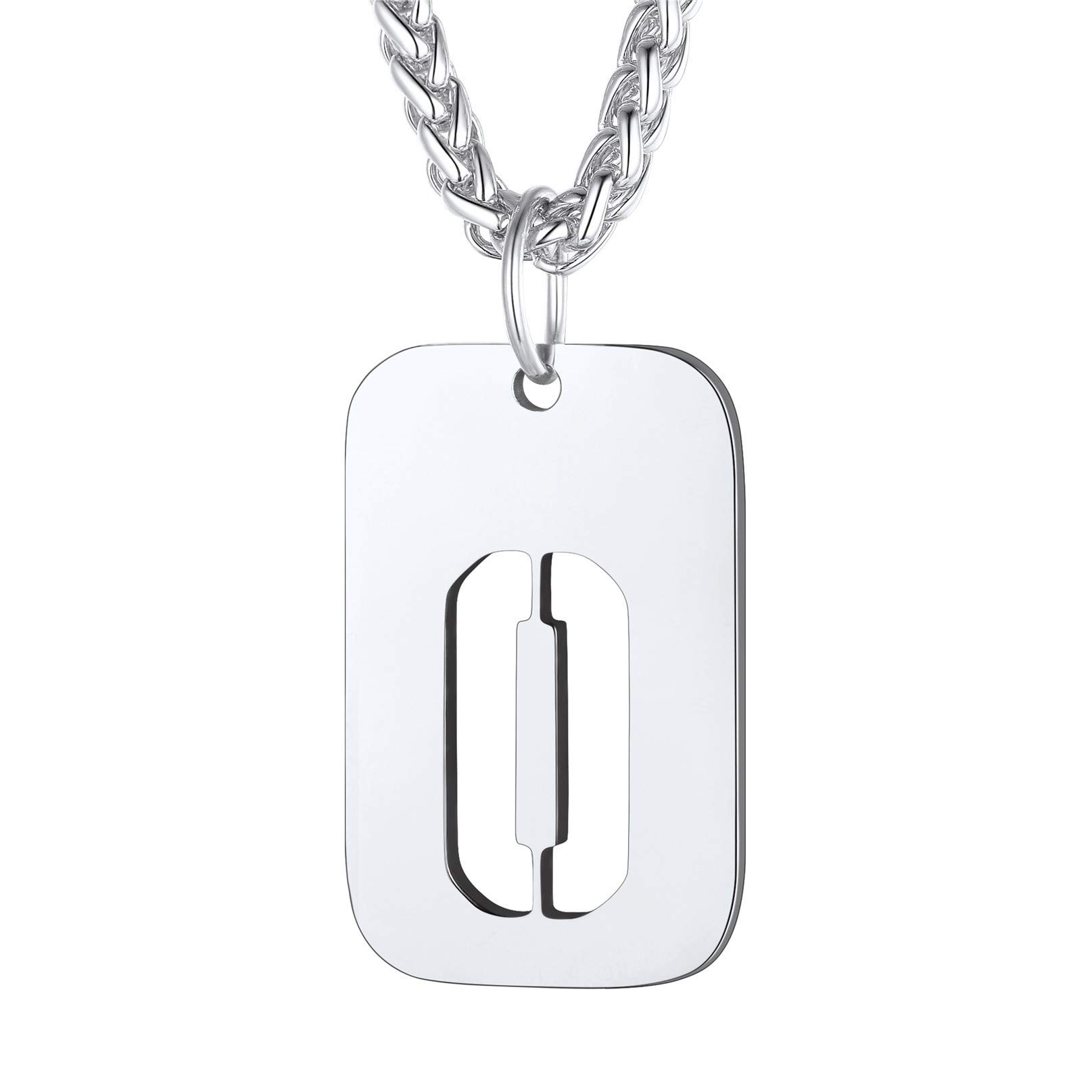 Bandmax Initial Letter For Men Women Necklace Chain Dog Tags Army Chain Stainless Steel 26 Alphabet Hollow Capitals Boy Chains With Pendants Jewelry Steel/Black Necklace Chain For Men