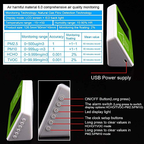 Umootek 10 in 1 Multifunctional Indoor/Outdoor Air Quality Monitor Accurate Testing TOVC, Formaldehyde, PM2.5,PM10, Methylbenzene,Humidity and Temperature-24-Hour Real-time Monitoring