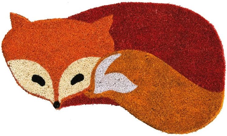 Evergreen Coir Welcome Shaped Fox Animal Entrance Doormat | Indoor and Outdoor | 28-inches x 16-inches | Non-Slip Backing | All-Season | Natural Heavy-Duty Low Profile | Orange Home Dรฉcor