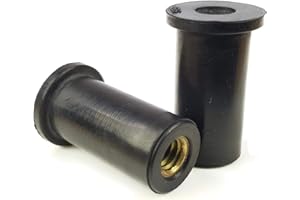 ALBANYCOUNTYFASTENERS Rubber Well Nuts Brass Insert Expansion Nut SAE Inch Sizes 1/4-20 x 0.831 (0.031-0.187 Grip) 0.500 inch Hole Qty 25