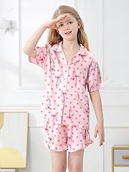 Umeyda Girls Satin Silky Collar V Neck Ruffle Short