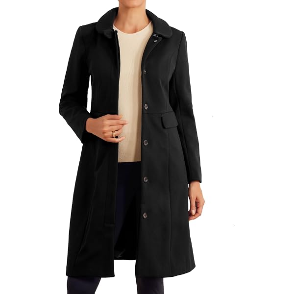 Allegra K Abrigo Negro M: Elegancia Clásica De Doble Botonadura Para Un Invierno Cálido Y Con Estilo