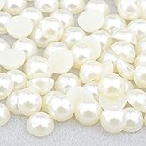 Niziky 100PCS 18mm Large Flat Back Half Pearls, Ivory Big Flatback Round Pearl Beads for Crafts, Half Flat Back Pearls for Craft DIY Project, Shoes, Wedding Decoration