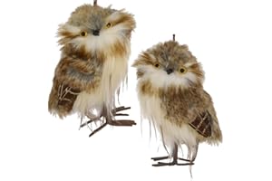 HANDUPFREE Plush Brown Owl Ornaments, 2 Assorted
