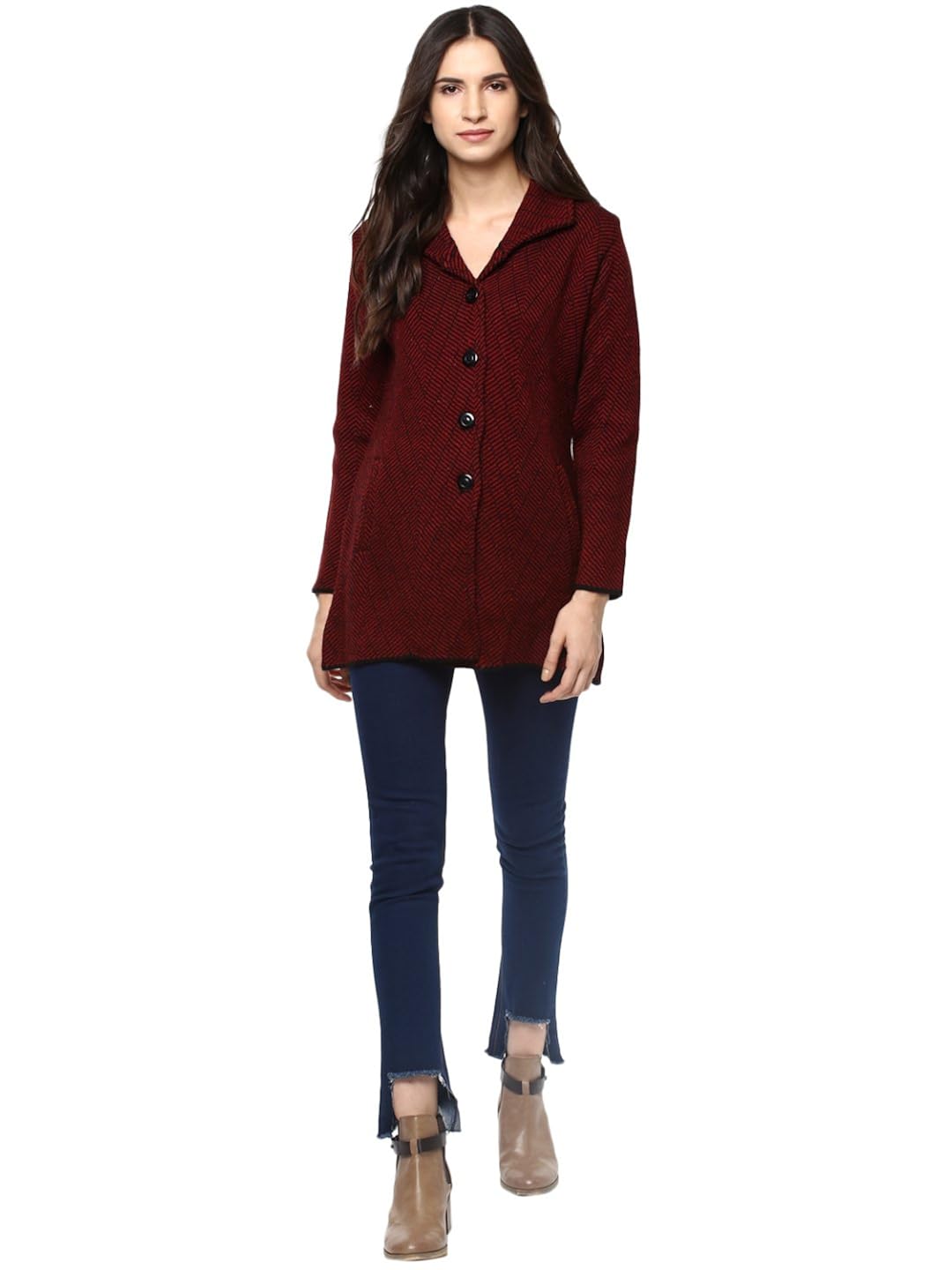 cayman women red patterned coat