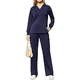 difficort Womens 2 Piece Outfits Fall Lounge Sets Wide Leg Loungewear Workout Sets with Pockets