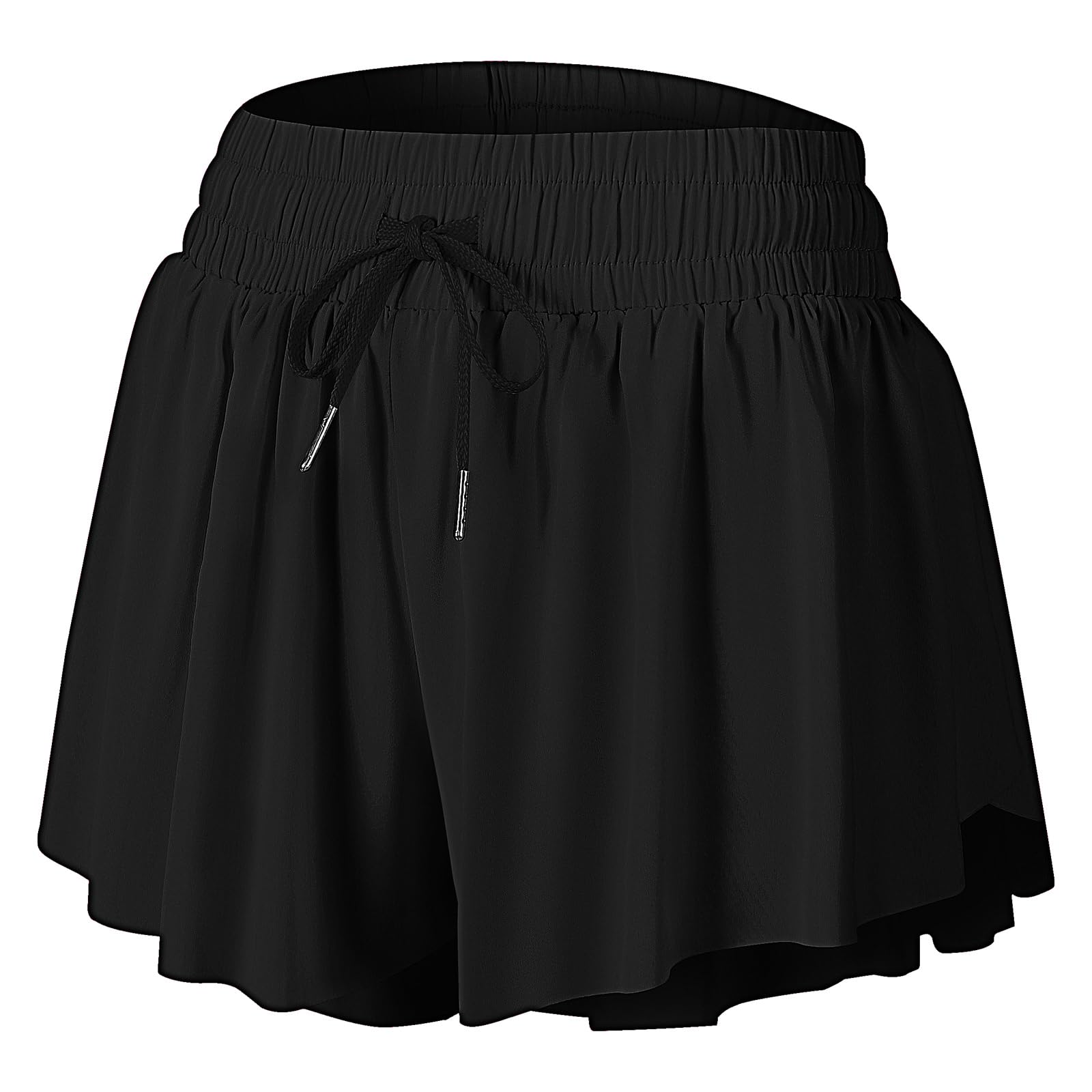 3 Pack Womens Flowy Running Shorts, 2-in-1 Butterfly Skirts With Shorts Underneath Spandex Athletic Casual Gym Workout Loungewhite Black Purple
