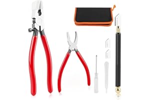 JIOUXIP Glass Cutter Kit, Upgrade Glass Running Breaking Pliers, 2-20MM Glass Cutter, Heavy Duty Glass Cutting Tool for Stained Glass, Tiles, Mosaics, Fusing, Cutting and Breaking