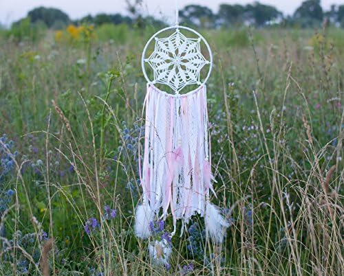 Dream Catcher Nursery Dreamcatcher Diam 8.2"/20,5 White Pink Boho Dream Catcher Wall Hanging Decor Doily Dreamcatcher Boho Girl Nursery Decor