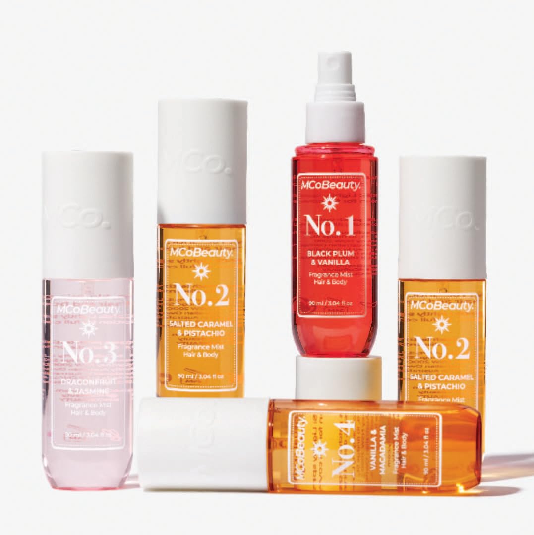 MCoBeauty Fragrance Mist No. 2 Salted Caramel & Pistachio Scent, Lightly Warm Scent with Sandalwood & Caramel for Day or Night, Vegan, Cruelty Free