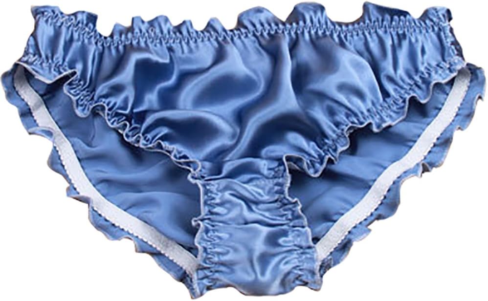 Yanglovele Women's Soft 100% Mulberry Silk Ruffles Briefs Underwear Low Waist