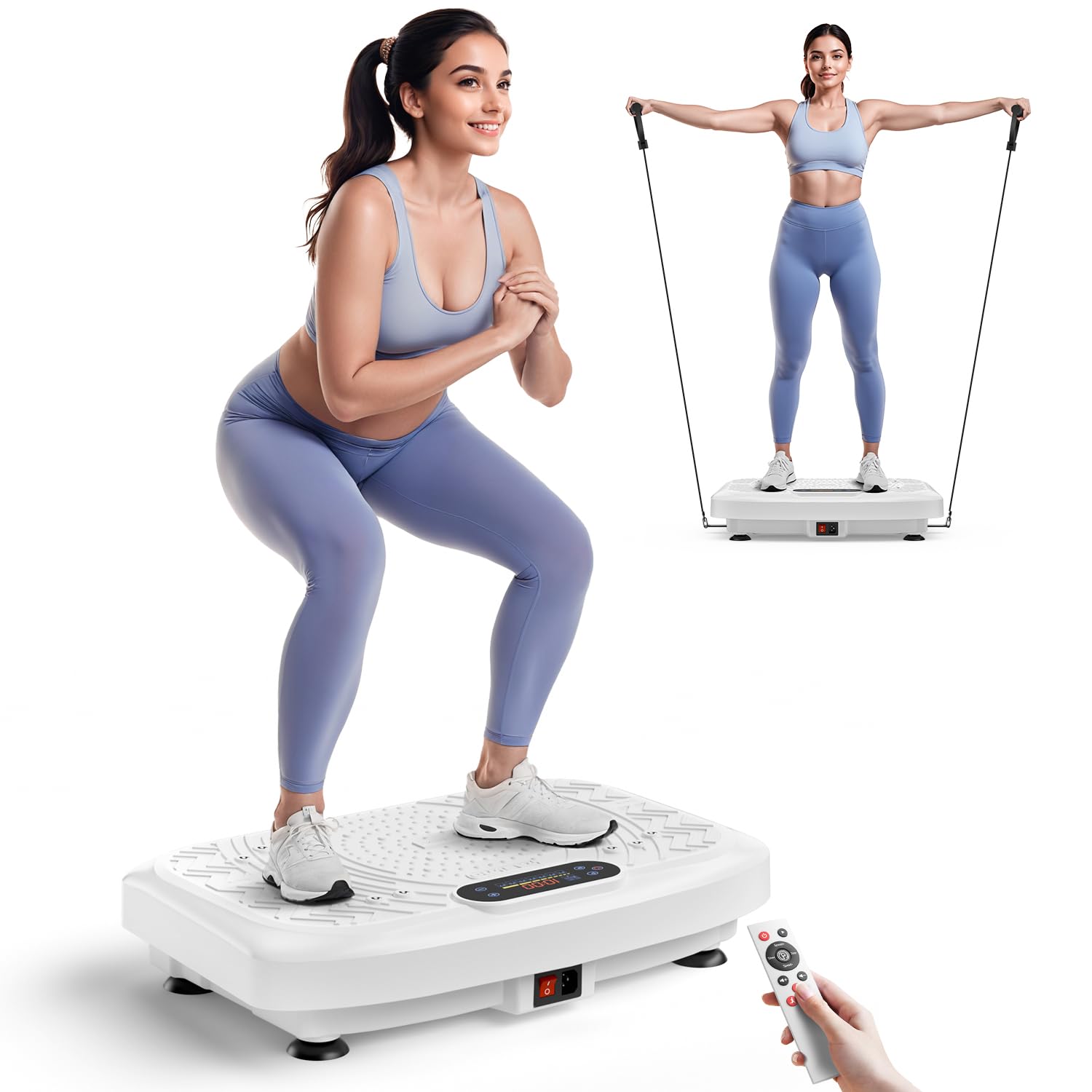Photo 1 of Vibration Plate Exercise Machine Weight Loss, Full Body Workout Vibration Plate Lymphatic Drainage, 199 Adjustable Speeds Power Shaping Vibrating Plate 450 Lbs Capacity Fitness Platform White