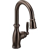 Moen Brantford Oil Rubbed Bronze Traditional One-Handle High-Arc Pulldown Bar Faucet with Reflex Docking System and Power Clean, 5985ORB